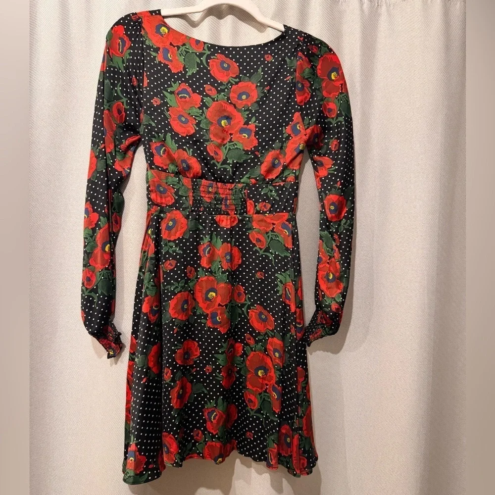 Free People Floral Mini Dress Long Sleeve Retro Boho Size 0